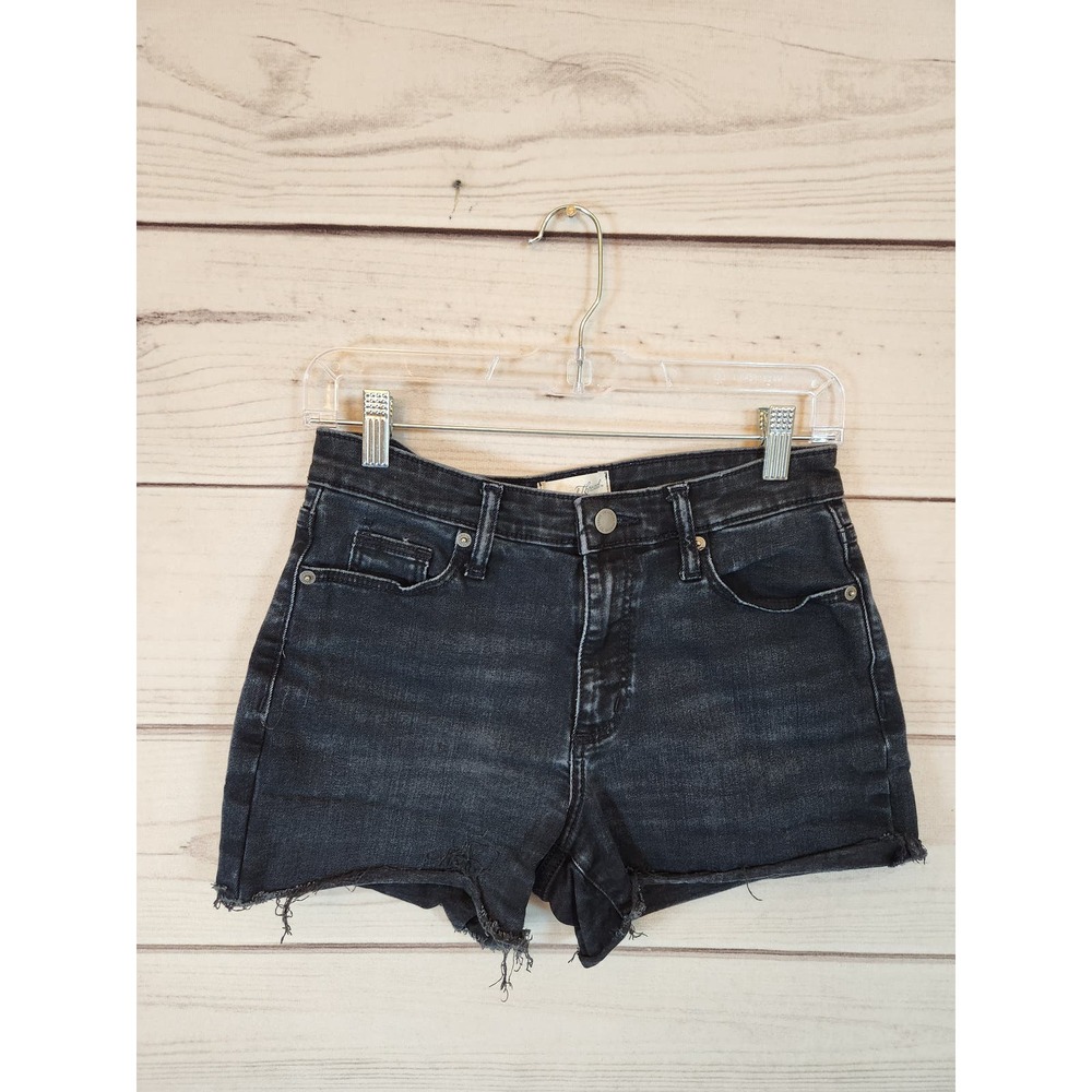 Universal Thread Women's Black Solid Stretch High Rise Jeans Cut-Off Short 4